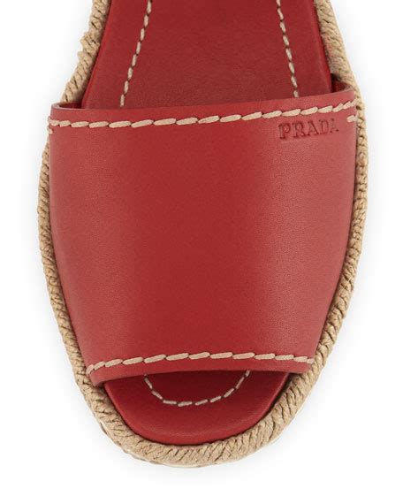 prada espadrilles red|Prada espadrille flat sandals scarlatto.